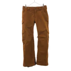 バートン ロゴ刺繍 スノーボード パンツ S ブラウン系 BURTON ウエストゲーター 裾ジップ スノーウェア メンズ