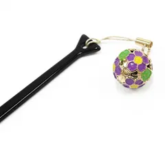 髪飾り 成人式 振袖 前撮り 袴 花 黒 紫 緑 黄色 かんざし 鈴 花 鈴 桜鈴 桜 さくら 玉簪 玉かんざし 和柄 ゆらゆら おしゃれ No.9-4773
