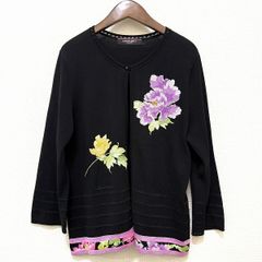 美品 レオナール カンカン ノーカラー ジャケット 花柄 フラワー