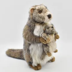 HANSA 4162 マーモットオヤコ35 全長：35cm MARMOT AND SON BH4162  ぬいぐるみ ハンサ 親子 動物 犬 猫 鳥 うさぎ ペンギン アニマル 置物 人形 フィギュア 大きい 実物大 大型のサムネイル