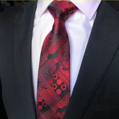 ネクタイ　結婚式　発表会　パーティー　イベント　ビジネス　卒業式　入学式　入社式　ダンスパーティー　バーテンダー　スーツ　ワイシャツ　格安　小物　メンズネクタイ　ブラック色　黒色　レッド色　赤色　格子柄　ストライプ柄　丸　円