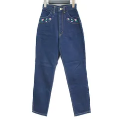 Yves Saint Laurent イヴサンローラン パンツ デニム ボトムス ジーパン ジーンズ ブルー 青 34 XS テーパード フラワー 刺繍 コットン ヴィンテージのサムネイル