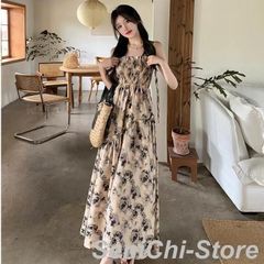 【送料無料】夏ワンピース フレアワンピース キャミソールワンピース リゾートワンピース aラインワンピース 花柄ワンピース 可愛いエレガ【新作限定】のサムネイル