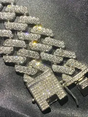 18・20・22・24インチ 方型　幅20ミリ　シルバー　喜平ネックレス　czダイヤブリンブリンLEX メンズネックレス　チェーンネックレス　キューバンリンク　マイアミ　hiphop 18k gp 喜平チェーン