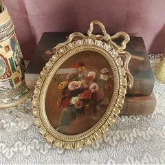 写真立て アートフレーム フォトスタンド おしゃれ アンティーク調 レトロ 楕円形 置き型 壁掛け フォトホルダー フォトフレーム 写真フレーム 写真入れ 卓上 デスクトップ 置物 リビング 寝室 ギフト 2カラー ヴィンテージ ゴールド