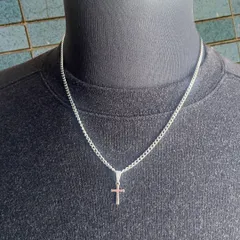 ステンレス クロスチャーム付き 喜平チェーンネックレス 2mm幅 50センチ シルバー