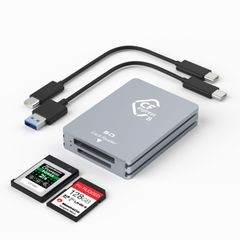 【特価セール】C/USB USB Aケーブル付きアルミニウムCFexpressカードリーダー - C 10Gpbs、CFexpressタイプBカード/SDメモリーカード対応、USB 2 Gen 3.2 C、USB CFexpressタイプB/SDデュアルスロッ