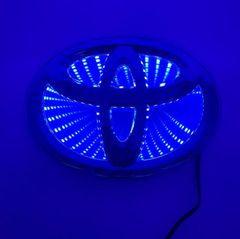 2025昇級版 トヨタ 3D 高級 LED エンブレム 交換式 100ｍｍ×68ｍｍ★ブルー★