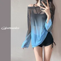 水着 レディース セパレート 三点セット 長袖 グラデーション ゆったり 日焼け止め 体型カバー 温泉 M250613-118