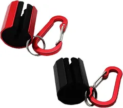 STTS ロッドホルダー 2色セット ロッドクリップ ロッドキーパー ロッドキャリー ハンズフリー 落下防止 カラビナ付( ブラック　レッド,  3cmx2.2cm)