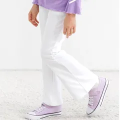 Bee【クーポン利用で20％OFF♪】切り替えフレアパンツ◇ホワイト◇韓国子供服 韓国子ども服 韓国こども服 キッズ 女の子 男の子 100 110 120 130 140 150
