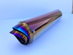 汎用チタンサイレンサー 差し込み 60.5Φ 全長 320mm バイクマフラー カスタム スリップオンマフラー 交換用 取付簡単 オートバイ排気管 エキゾーストパイプ マフラーパイプ ドレスアップ バンド付属 軽量