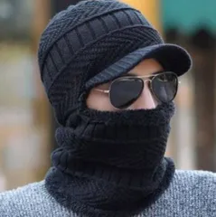 つば付き　ニット帽 目出し帽　首も防風　雪　雨　ネックウォーマ フェイスマスク　防寒 釣り　スキー スノーボード　アウトドア