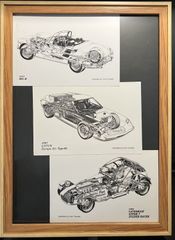 【懐かしい名車の絵ハガキ・フレーム入り】MGB・ロータスヨーロッパ・ケイターハムセブン_250211