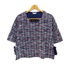 インゲボルグ ブラウス シャツ トップス 半袖 プルオーバー ツイード レディース ﾌﾘｰサイズ ネイビー INGEBORG 【中古】