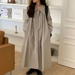 ロングワンピース レディース シャツワンピース 長袖 春秋 ワンピ 前開き フレアワンピース 大きいサイズ トレンチコート ライトアウター スプリングコート 無地 キレイめ カジュアル 通勤 オフィス 仕事 大人 ゆったり huifei01