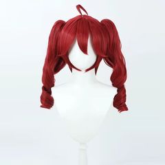 重音テトコスプレウィッグ 赤いツインテール アニメキャラ再現 ボリューム感あるカール コスプレ用ヘアアクセサリー