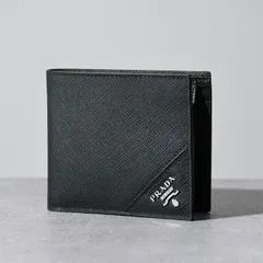 未使用品✨PRADA プラダ　2MO738 ヴィッテロマイクログレイン　折り財布 PRADA プラダ 財布 メンズ 二つ折り財布 カーフ NERO 2MO738