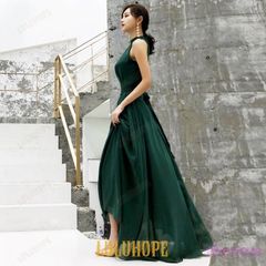 ドレス 大人 ピアノ 発表会 ロングドレス 演奏会 ワンピース グリーン ホルターネック ノースリーブ 大人可愛い 成人式 同窓会 Aライン 結婚式 ステージドレス  min#