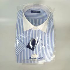 Antonucci ストライプシャツ アントヌーチ Ｙシャツ スーツ メンズ Lサイズ 半袖