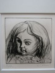 エッチング　少女　22/50　額装品　作者不明