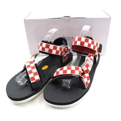 未使用 スイコック チェッカー柄 ストラップ サンダル US 8 レッド SUICOKE メンズ
