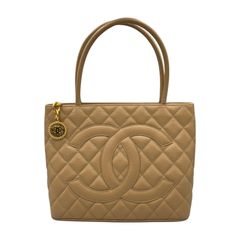シャネル CHANEL ハンドバッグ 復刻トート ココマーク ゴールド金具 マットキャビアスキン ベージュ レディース