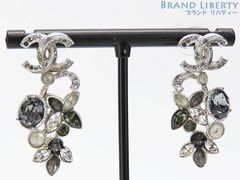 【新品同様】シャネル　CHANEL　ココマーク　ストラス ラインストーン　ピアス　シルバー ブラック