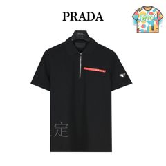 PRADA 黒 ポロシャツ ストライプ付き - メルカリ