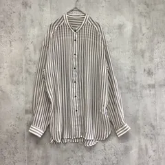 CLASSICAL ELF　クラシカルエルフ　シアーストライプ長袖シャツ　グレーベージュ　レディース　Lサイズ