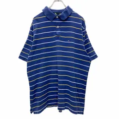 TOMMY HILFIGER 半袖 ポロシャツ XLサイズ トミーヒルフィガー ハーフボタン ボーダー ネイビー 古着卸 アメリカ仕入 t2409-3468