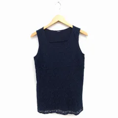 コムサイズム COMME CA ISM チュニック レース ノースリーブ 丸首 L ネイビー 紺 /FT20