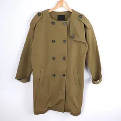 アーバンリサーチ ノーカラーコート ロングコート ダブルボタン アウター ストレッチ レディース Oneサイズ オリーブ URBAN RESEARCH 【中古】