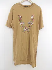 ◇ w closet ダブルクローゼット ボタニカル 刺繍 半袖 膝丈 ワンピース サイズF ブラウン ホワイト系 マルチ レディース P  【中古】 【1209120002713】のサムネイル