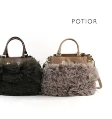 ポティオール PotioR レザー ファー付き 巾着 2WAY ショルダーバッグ outlet ・CSU-0116-2701602(レディース)