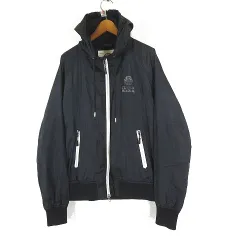 フランクリン&マーシャル FRANKLIN&MARSHALL ジャケット パーカー ナイロン ロゴ 裏メッシュ ダブルジップ XS 黒 ブラック 小さいサイズ 国内正規品のサムネイル