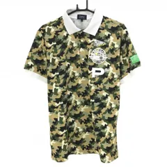 【美品】パーリーゲイツ 半袖ポロシャツ カーキ×ベージュ カモフラ柄 迷彩  メンズ 6(XL) ゴルフウェア 2023年モデル PEARLY GATES