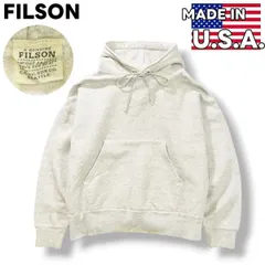 古着 USA製 フィルソン FILSON パーカー スウェット 短丈 前V ガゼット 裏起毛 M ヘザーグレー レディース メンズ ♪