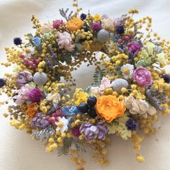 mimosa colorful⭐︎ドライフラワー リース