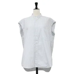 AURALEE オーラリー シャツ ホワイト グレー ブルー サイズ:0(S) | 20春夏 ノーカラー ストライプ ノースリーブ ワイド シャツ | WASHED FINX TWILL STRIPE SLEEVELESS SHIRTS【レディース】【中古】のサムネイル