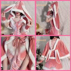 【新品】セクシークリスマスケープ♥サンタランジェリー　バレンタイン　レッド　ピンク可愛い　ふわふわ　あったか　誘惑　イベント　撮影会　コスチューム　リボン　衣装