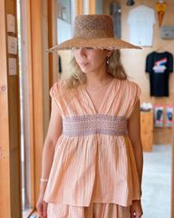 sara mallika  cotton smocking v neck top