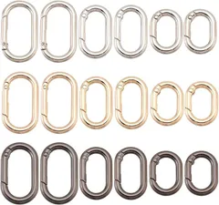 PH PandaHall 18個 3色 カラビナ キーホルダー 金具 ナスカン 0型 キーリング 3サイズ リングクリップ 合金カラビナ 多機能カラビナ DIYクラフト作り アクセサリーパーツ( ミックスカラー)