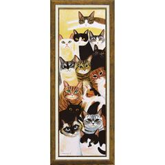 아트 프레임 이토이 타다하루 아트 프레임[고양이 집회(L사이즈)]/인테리어 이마 들어가 액장 포함 풍경화 유화 포스터 아트 아트 패널 리빙 현관 선물 모던 아트 프레임 장식 3L사이즈 세련된 벽걸이 그림