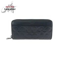 美品 COACH コーチ シグネチャー ブラック 黒 シルバー金具 レザー F74999 長財布 ラウンドファスナー メンズ 504230【中古】