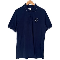 LACOSTE 80周年記念 ポロシャツ サイズ5 XL相当 ネイビー ラコステ メンズ 古着 トップス 襟付き シャツ 鹿の子 大きいサイズ 大きめ