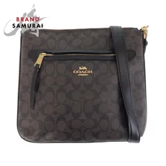 美品 COACH コーチ シグネチャー ブラウン ゴールド金具 PVC 斜め掛け ショルダーバッグ メッセンジャーバッグ レディース 410242【中古】