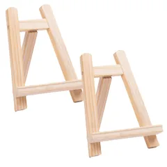 新品 水彩 折りたたみ 2個セット 展示 スタンド 絵画 ミニ ナチュラル 木製 (（小）) 卓上 イーゼル happy so I'm