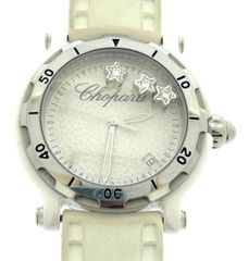 稼働品 ショパール Chopard ハッピースポーツ メンズ ユニセックス 3Pダイヤ 300本限定 8507 腕時計 セラミック SS ラバー クォーツ ホワイト メンズ ユニセックス  星 ♯1073011761
