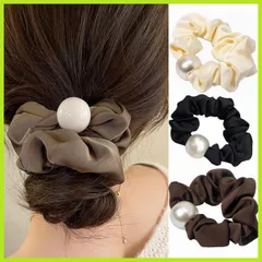 跡がつかないヘアゴム パール パール 大人 ヘアアクセサリー 大人 シュシュ リボン シュシュ 美髪シュシュ おしゃれ ヘアゴム ヘアアレンジ ヘアゴム ，BetterJonny ファッション 3個セット